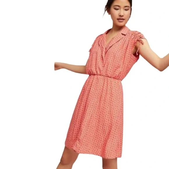 ANTHROPOLOGIE Maeve Carlotta Ruched Shirt Dress XS - Picture 1 of 15